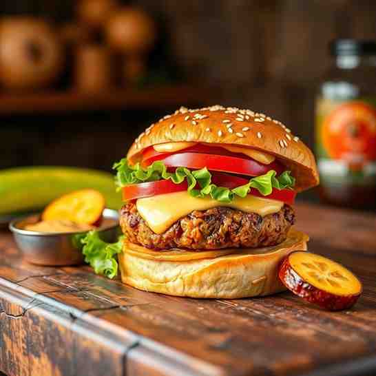 Palmito Guisado - Dominican Vegan Hamburger With Secret Sauce